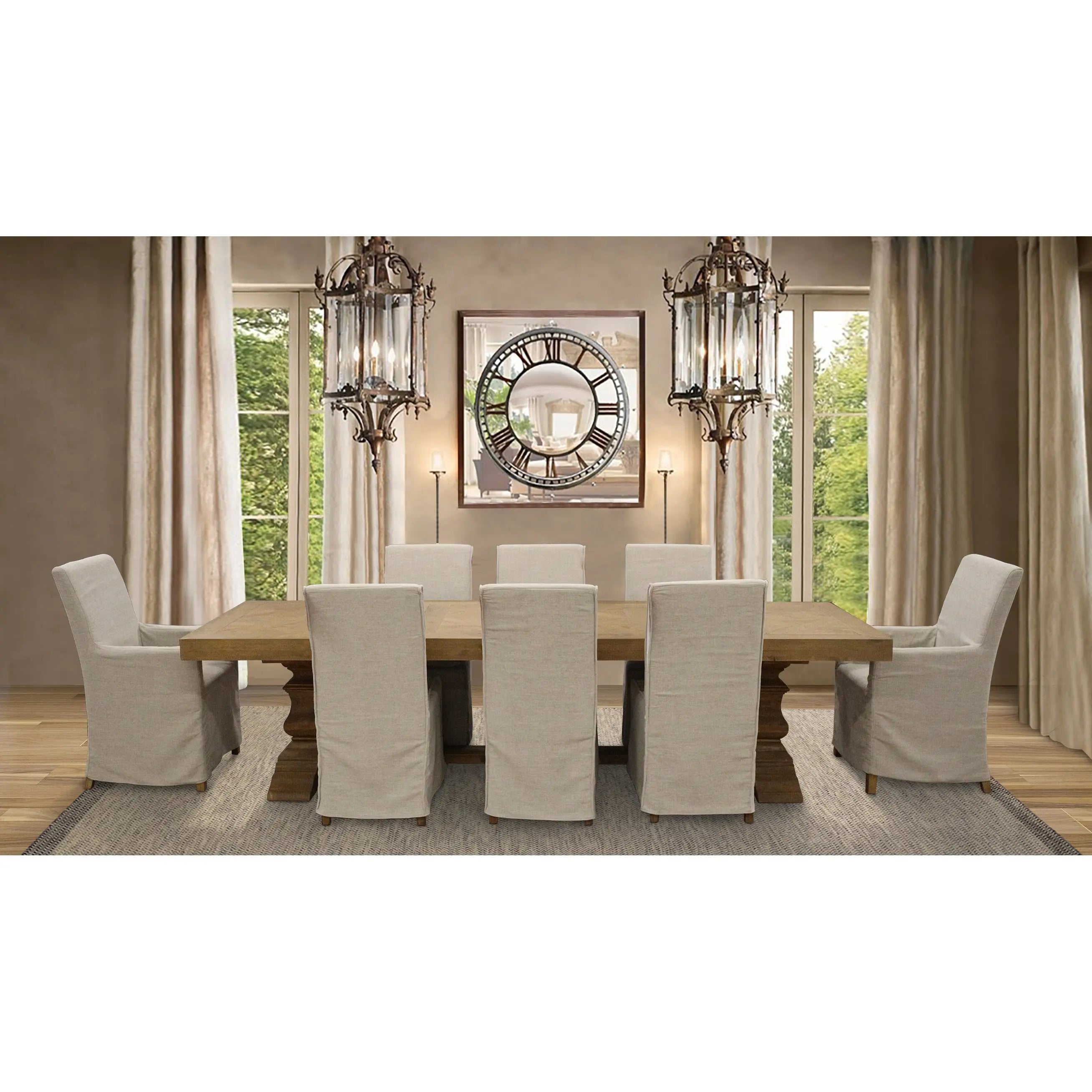 Ixora  Dining Chair Set of 2 Fabric Slipcover French Provincial Carver Timber Deals499