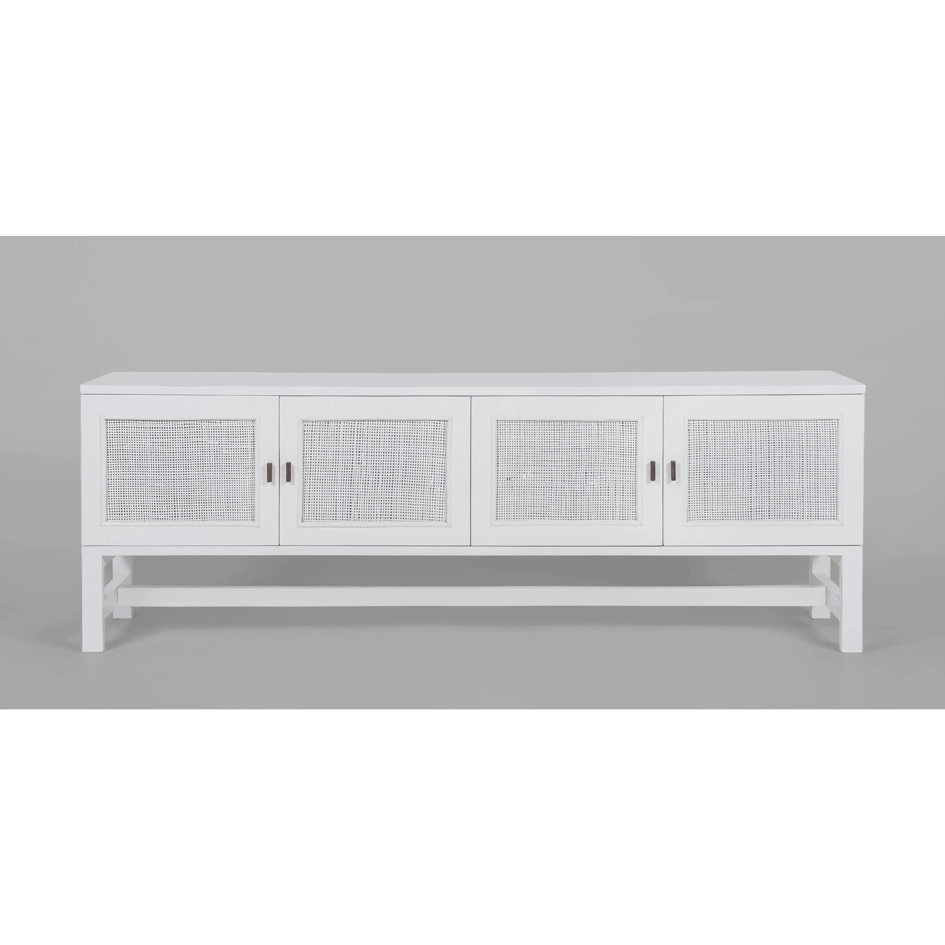 Jasmine ETU Entertainment TV Unit 160cm 4 Door Mindi Wood Rattan - White Deals499