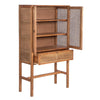 Jasmine Tall Storage Cabinet 90cm 2 Door 1 Drawer Mindi Wood Rattan - Brown Deals499