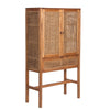 Jasmine Tall Storage Cabinet 90cm 2 Door 1 Drawer Mindi Wood Rattan - Brown Deals499