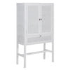 Jasmine Tall Storage Cabinet 90cm 2 Door 1 Drawer Mindi Wood Rattan - White Deals499