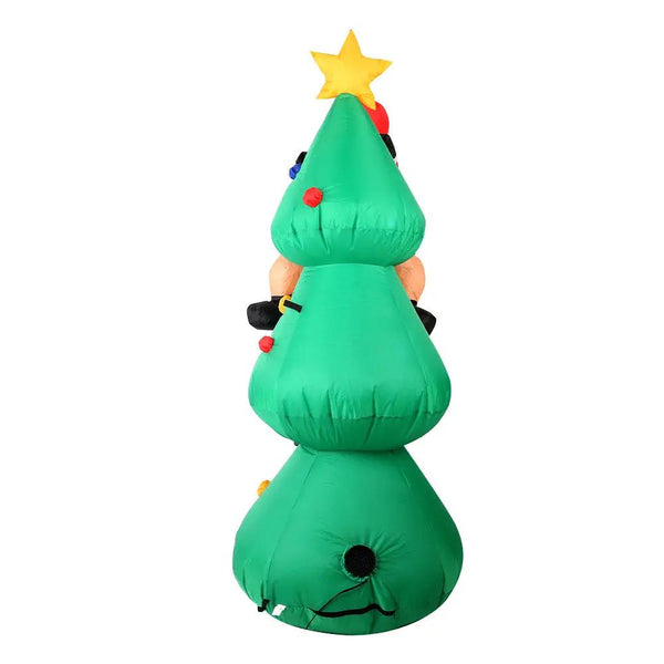 Jingle Jollys 1.8M Christmas Inflatable Santa on Tree Lights Xmas Decor Airblown Deals499