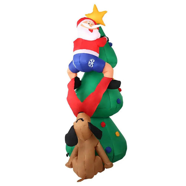 Jingle Jollys 1.8M Christmas Inflatable Santa on Tree Lights Xmas Decor Airblown Deals499