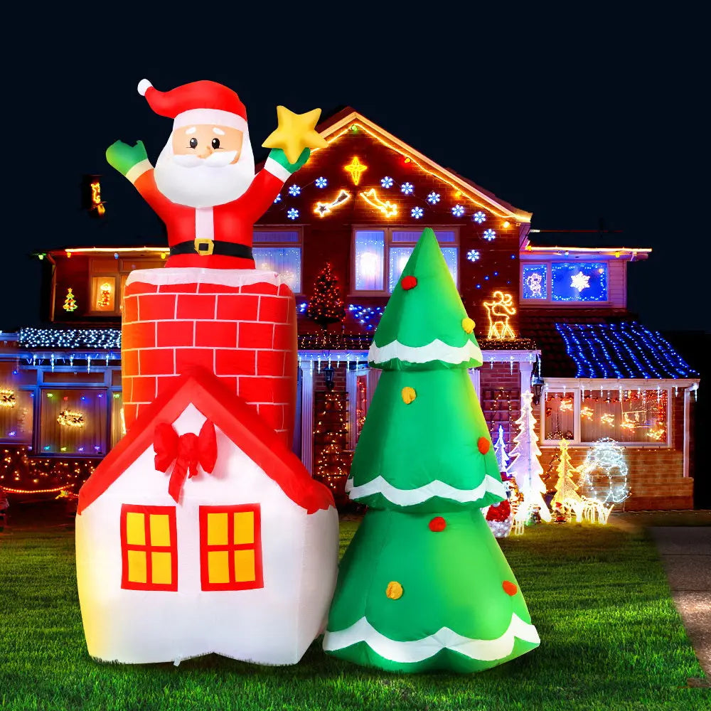 Jingle Jollys 2.2M Christmas Inflatable Santa Tree Lights Outdoor Decorations Deals499