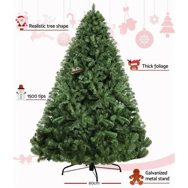 Jingle Jollys 2.4M 8FT Christmas Tree Xmas Decoration Home Decor 1500 Tips Green Deals499