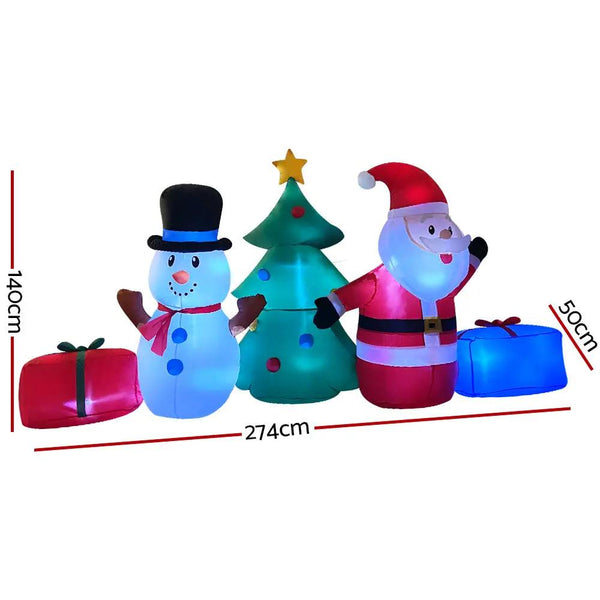 Jingle Jollys 2.7M Christmas Inflatable Tree Snowman Lights Outdoor Decorations Deals499