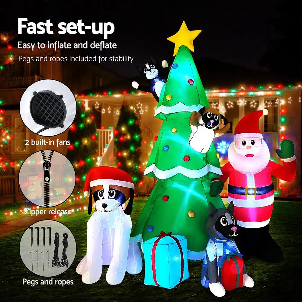 Jingle Jollys 3M Inflatable Christmas Tree Santa Lights Outdoor Decorations Deals499