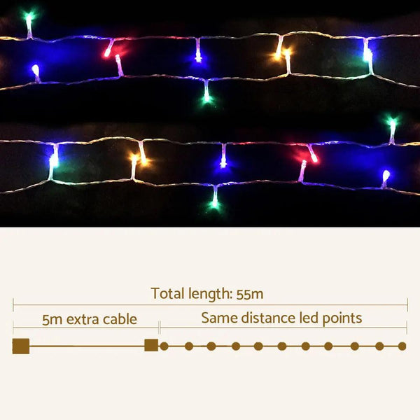 Jingle Jollys 50M Christmas String Lights 500LED Multi Colour Deals499