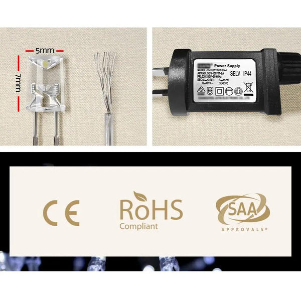 Jingle Jollys 6X3M Christmas Curtain Fairy Lights String 600LED Party Wedding CW Deals499