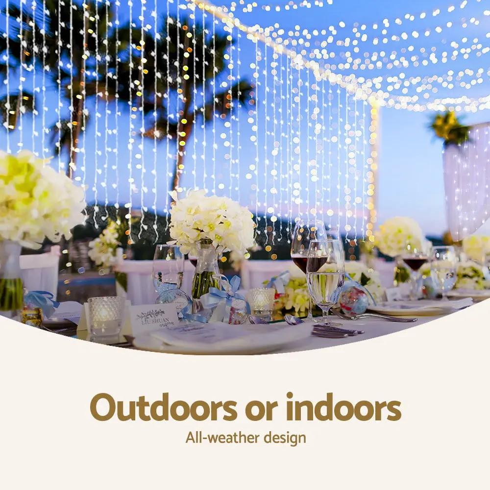 Jingle Jollys 6X3M Christmas Curtain Fairy Lights String 600LED Party Wedding CW Deals499