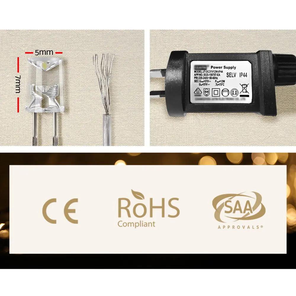 Jingle Jollys 6X3M Christmas Curtain Lights 600LED Warm White Deals499