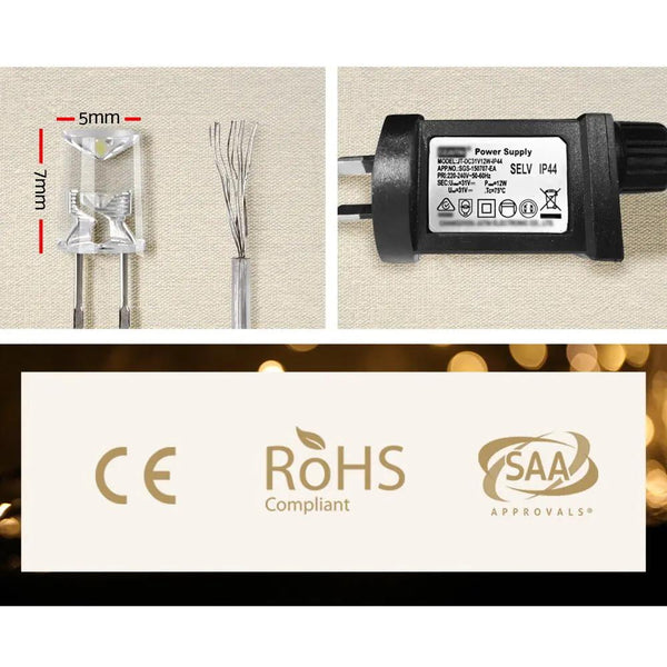 Jingle Jollys 6X3M Christmas Curtain Lights 600LED Warm White Deals499