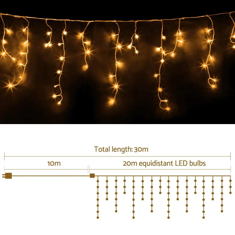 Jingle Jollys 800 LED Christmas Icicle Lights Warm White Deals499