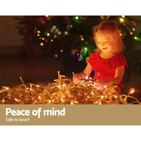 Jingle Jollys 800 LED Christmas Icicle Lights Warm White Deals499