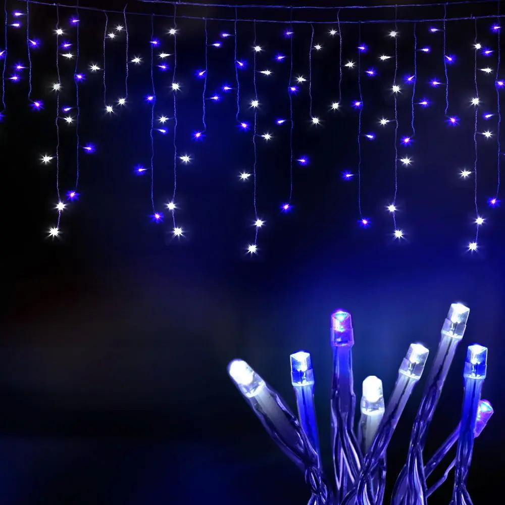 Jingle Jollys 800 LED Christmas Icicle Lights White and Blue Deals499