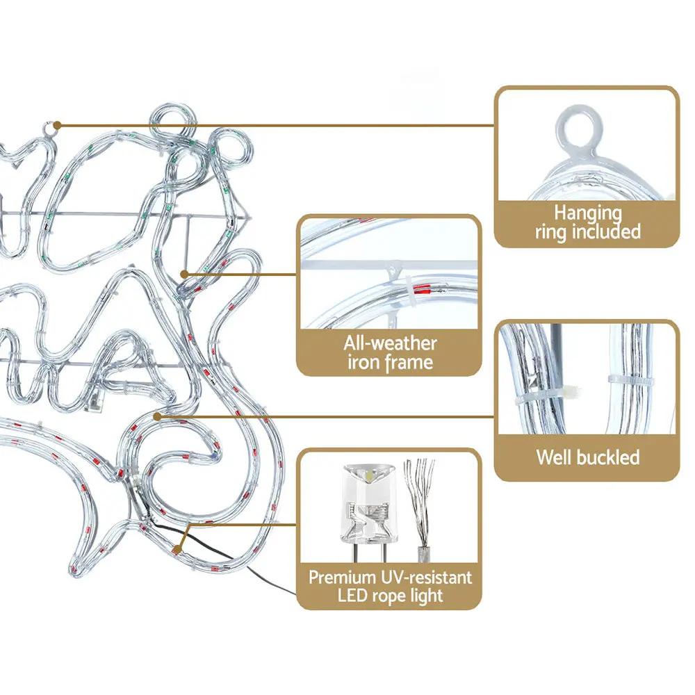 Jingle Jollys Christmas Motif Lights LED Rope Merry Xmas Waterproof Colourful Deals499