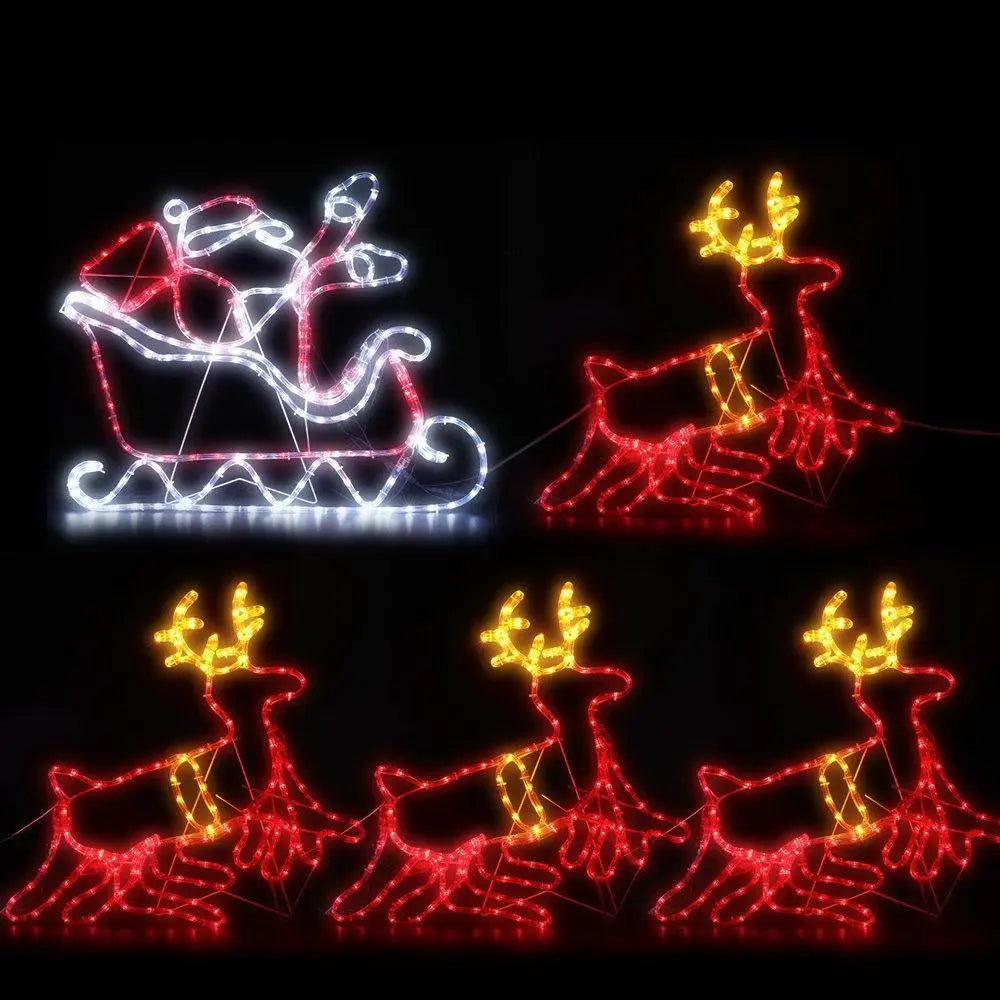 Jingle Jollys Christmas Motif Lights LED Rope Reindeer Waterproof Colourful Xmas Deals499