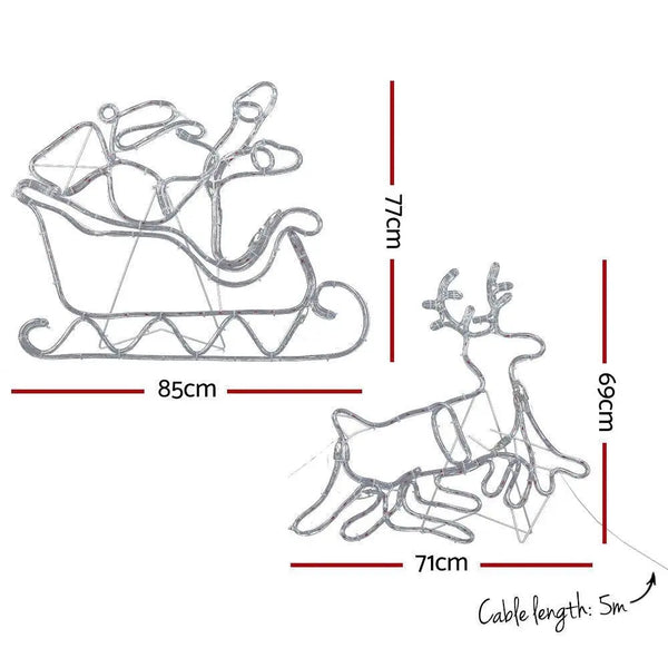 Jingle Jollys Christmas Motif Lights LED Rope Reindeer Waterproof Colourful Xmas Deals499