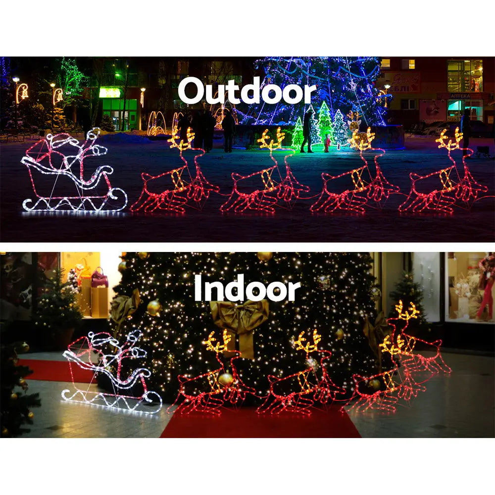 Jingle Jollys Christmas Motif Lights LED Rope Reindeer Waterproof Colourful Xmas Deals499