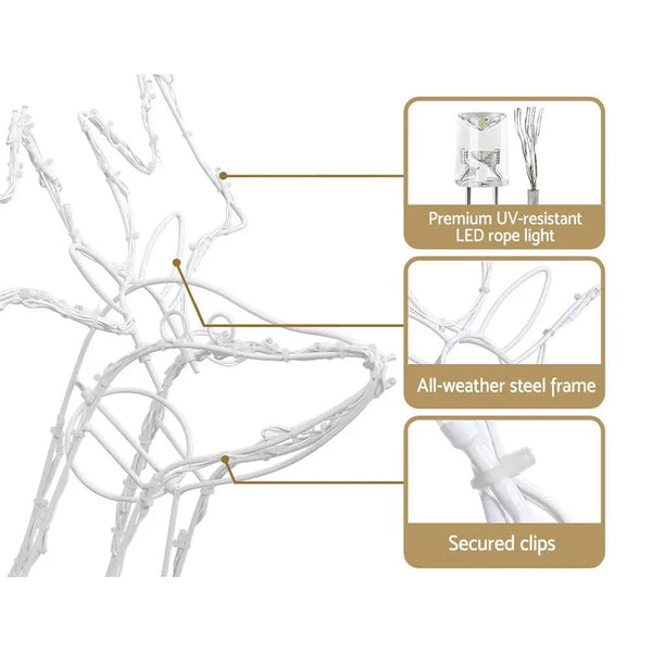 Jingle Jollys Christmas Motif Lights LED Rope Reindeer Waterproof Solar Powered Deals499