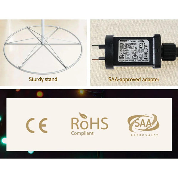 Jingle Jollys Christmas Tree 1.8M 320 LED Xmas Cold White Lights Optic Fibre Deals499