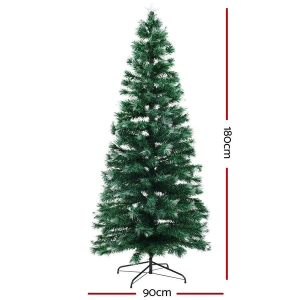 Jingle Jollys Christmas Tree 1.8M 6FT LED Xmas Multi Colour Lights Optic Fibre Deals499