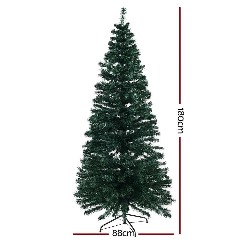Jingle Jollys Christmas Tree 1.8M LED Xmas trees Optic Fibre Warm White Deals499