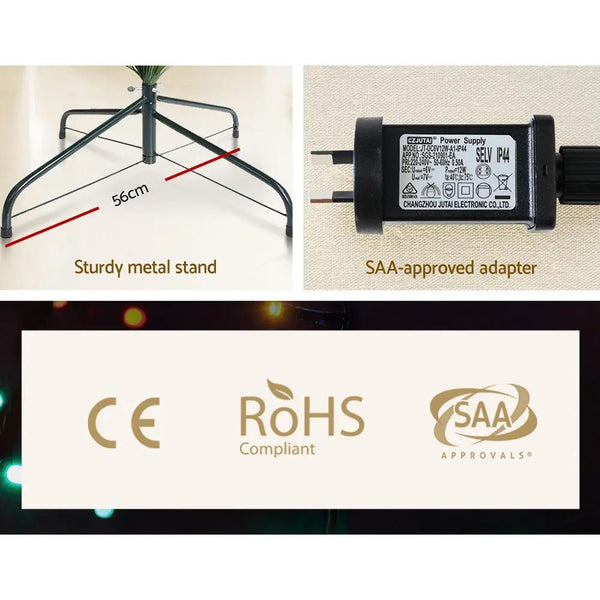 Jingle Jollys Christmas Tree 1.8M LED Xmas trees Optic Fibre Warm White Deals499