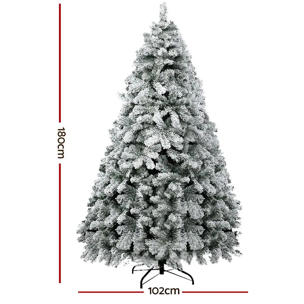 Jingle Jollys Christmas Tree 1.8M Xmas Trees Decorations Snowy 520 Tips Deals499