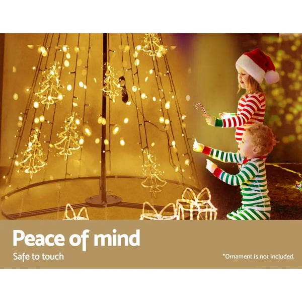 Jingle Jollys Christmas Tree 2.1M 264 LED Xmas Trees Solar Power Warm White Deals499