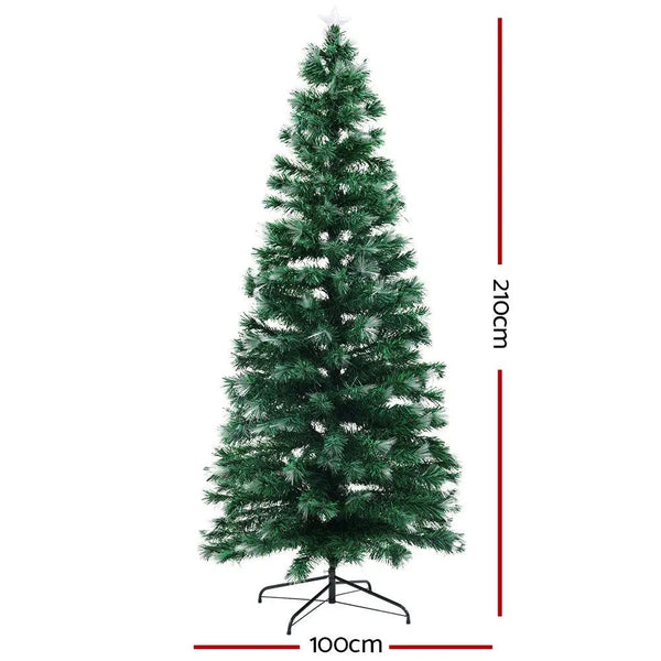 Jingle Jollys Christmas Tree 2.1M 7FT LED Xmas Multi Colour Lights Optic Fibre Deals499