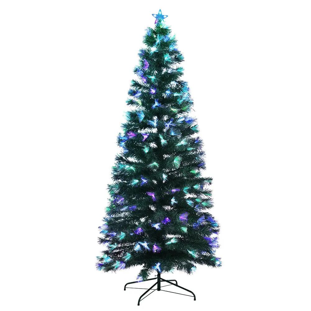 Jingle Jollys Christmas Tree 2.1M 7FT LED Xmas Multi Colour Lights Optic Fibre Deals499
