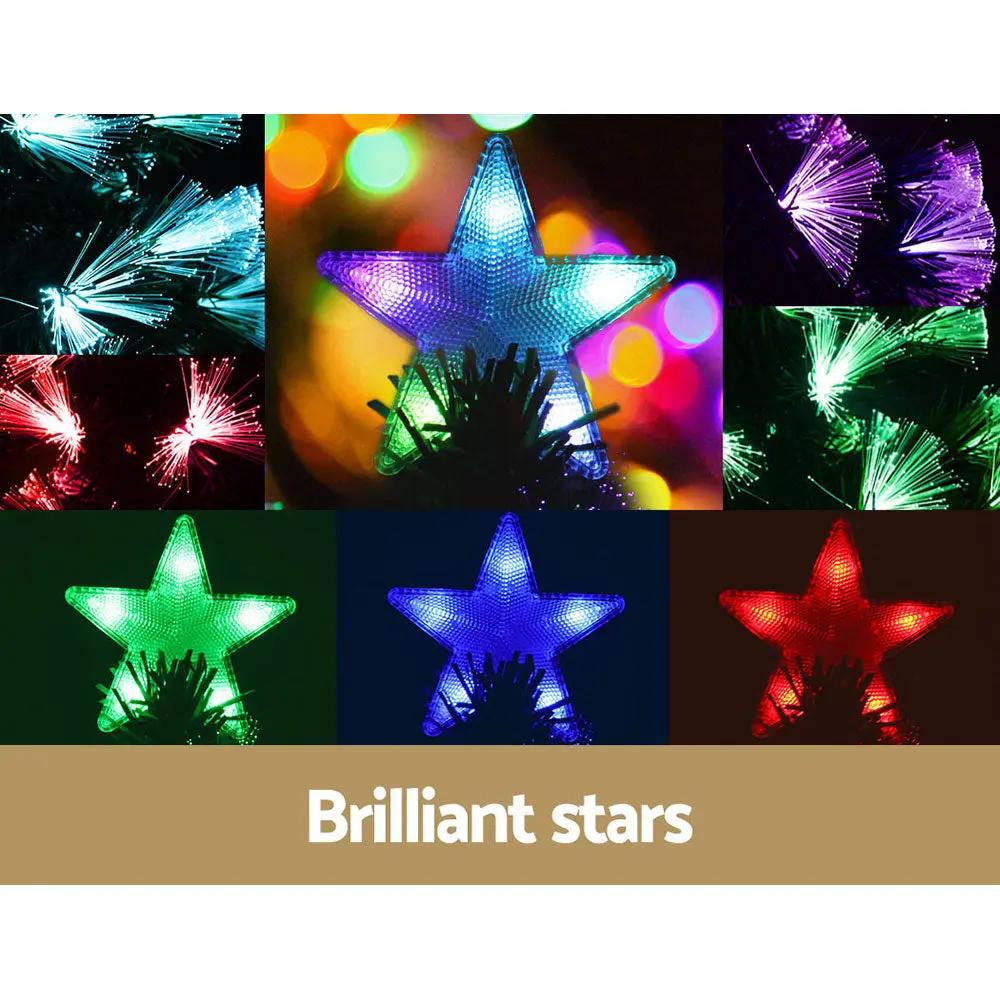 Jingle Jollys Christmas Tree 2.1M 7FT LED Xmas Multi Colour Lights Optic Fibre Deals499