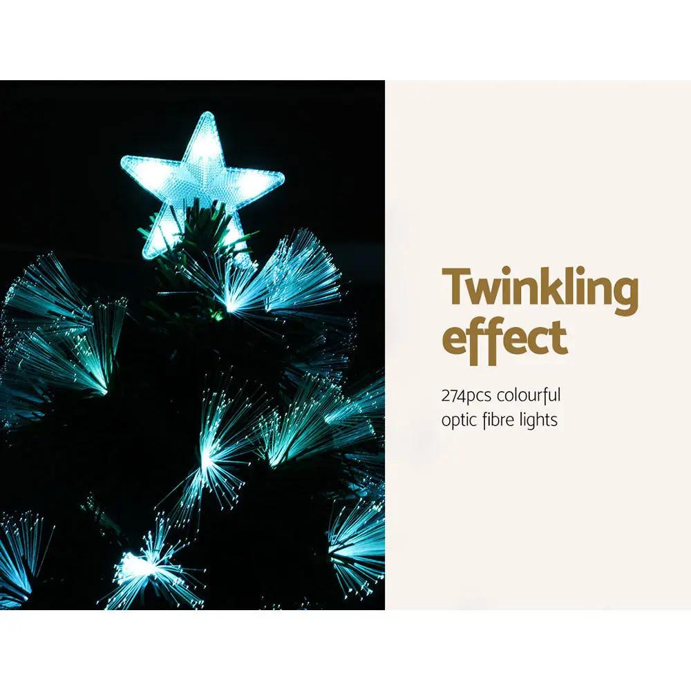 Jingle Jollys Christmas Tree 2.1M 7FT LED Xmas Multi Colour Lights Optic Fibre Deals499