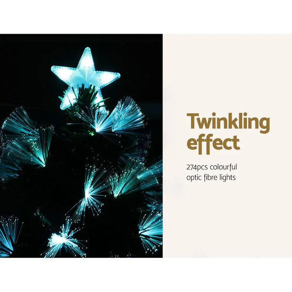 Jingle Jollys Christmas Tree 2.1M 7FT LED Xmas Multi Colour Lights Optic Fibre Deals499