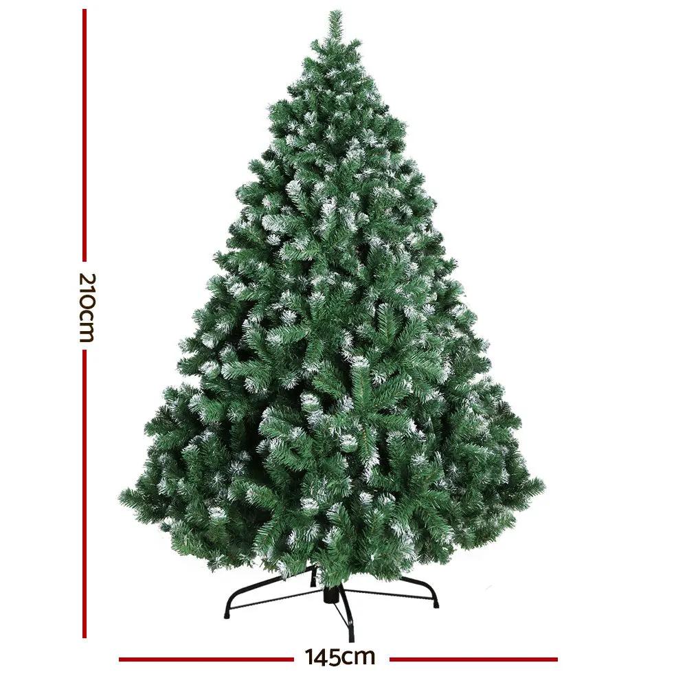 Jingle Jollys Christmas Tree 2.1M Xmas Trees Decorations Snowy 1250 Tips Deals499