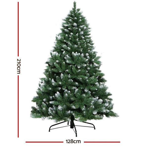 Jingle Jollys Christmas Tree 2.1M Xmas Trees Decorations Snowy Green 1000 Tips Deals499