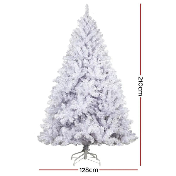 Jingle Jollys Christmas Tree 2.1M Xmas Trees Decorations White 1000 Tips Deals499