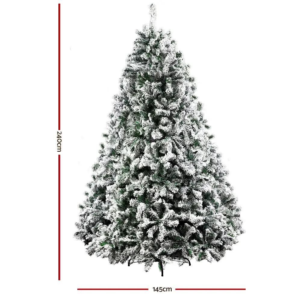 Jingle Jollys Christmas Tree 2.4M Xmas Trees Decorations Snowy 1500 Tips Deals499