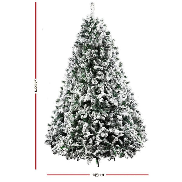 Jingle Jollys Christmas Tree 2.4M Xmas Trees Decorations Snowy 1500 Tips Deals499