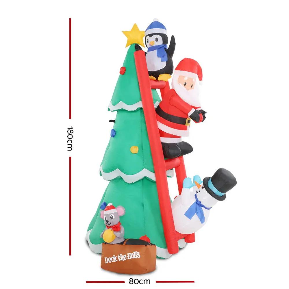 Jingle Jollys Inflatable Christmas Tree Santa 1.8M Decorations Outdoor LED Light Deals499