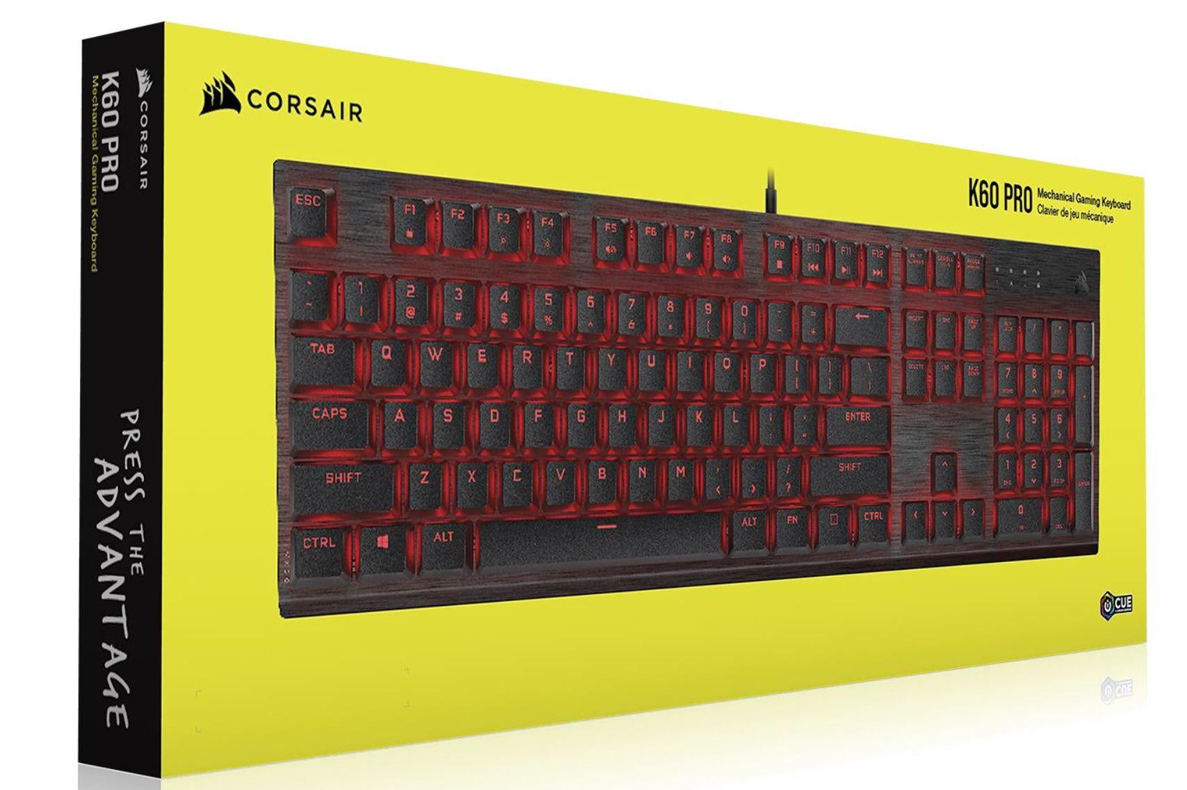 CORSAIR K60 PRO Mechanical Gaming Keyboard, Backlit Red LED, CHERRY VIOLA Keyswitches, Black. CORSAIR