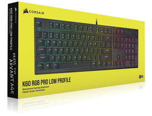 CORSAIR K60 RGB PRO LOW PROFILE Mechanical Gaming Keyboard, Backlit RGB LED, CHERRY MX Low Profile SPEED Keyswitches, Black CORSAIR