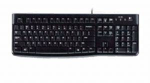 LOGITECH K120 Keyboard Quiet typing Spill-resistant Durable keys Thin profile Curved space bar Adjustable tilt legs LOGITECH