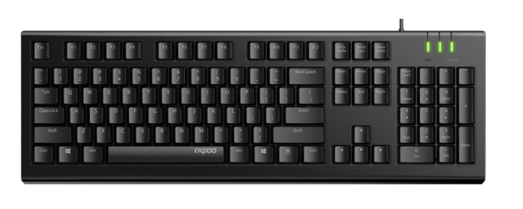 RAPOO NK1800 Wired Keyboard, Entry Level, Laser Carved Keycap, Spill-Resistant, Multimedia Hotkeys ~ KBLT-K120 RAPOO