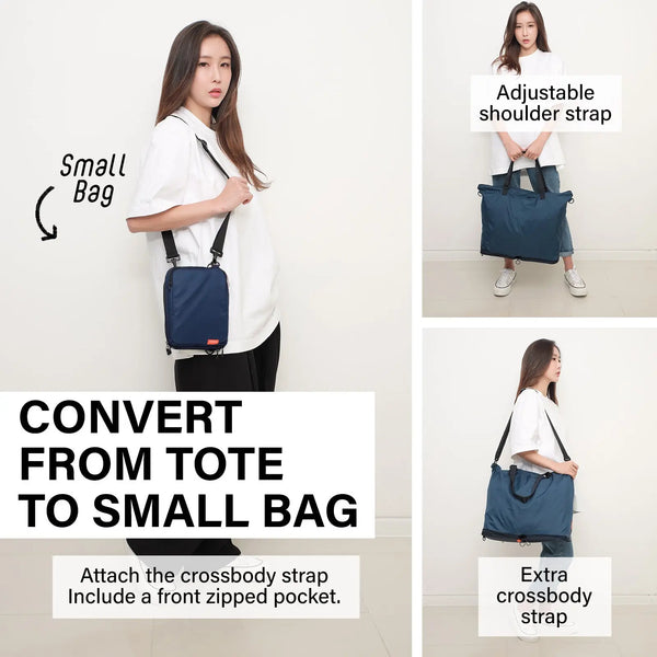 KOELE Navy Shopper Bag Tote Bag Foldable Travel Laptop Grocery KO-DUAL Deals499