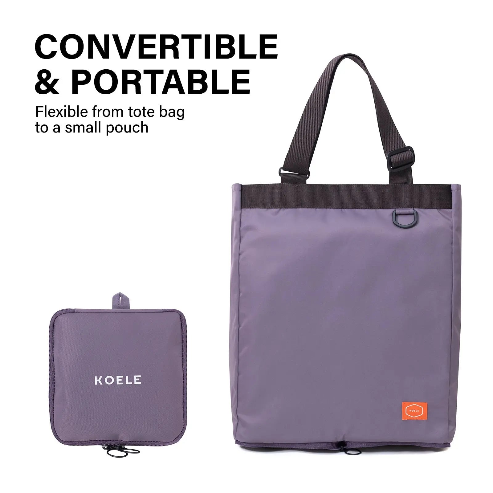 KOELE Purple Shopper Bag Tote Bag Foldable Travel Laptop Grocery KO-SHOULDER Deals499