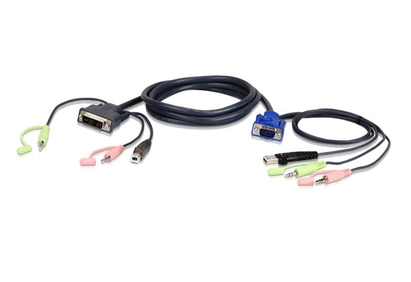 ATEN KVM Cable 1.8m with VGA, USB & Audio to DVI-I (Single Link), USB & Audio ATEN