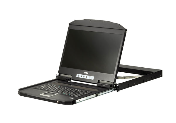 Aten 18.5' Short Depth VGA Single Rail LCD Console, can be mounted up to a depth of 42cm to 72cm and LCD panel with 1366 x 768 resolution ATEN