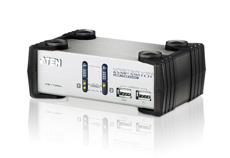 Aten 2 Port USB VGA KVMP Switch with audio, 2 VGA USB KVM Cables included ATEN